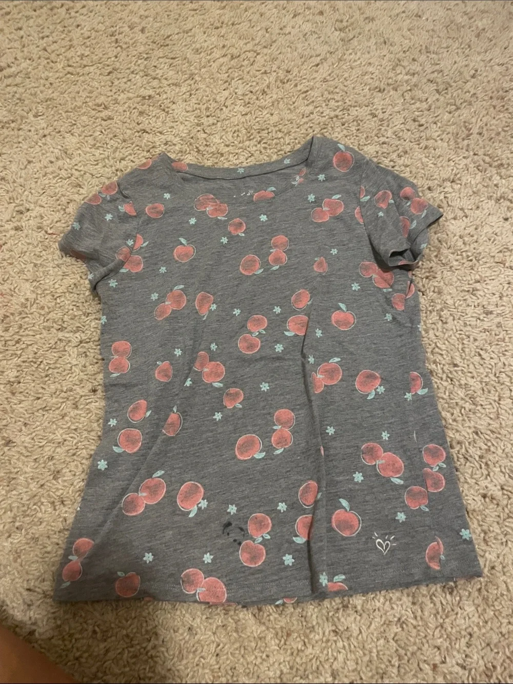 Justice Gray Short Sleeve Tee with Peach Print